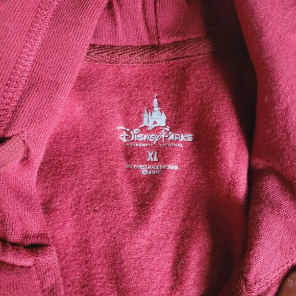 Disney Parks Disneyland Mickey Mouse Zip Hooded Sweatshirt Burgundy Mens Xlarge - Picture 3 of 8